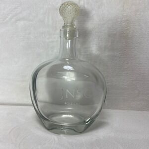 JNSQ Rose Cru Clear Glass Decanter Bottle Round Base with Textured Stopper